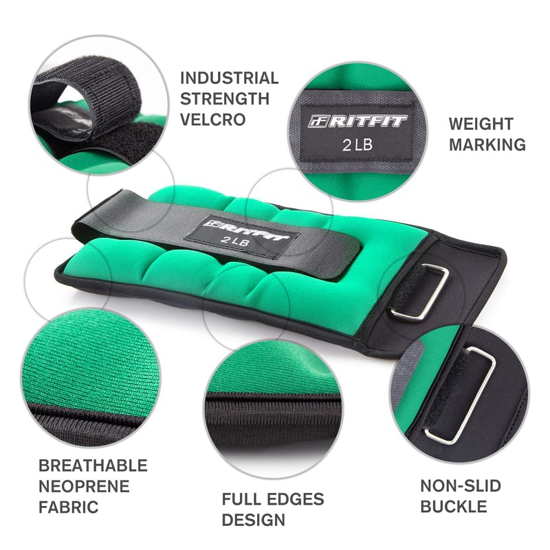 RitFit Ankle Wrist Weights for Women & Men (1 Pair)