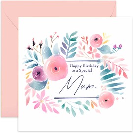 Old English Co. Unique Birthday Cards for Mum with Floral Artwork - Cute Birthday Gifts for Her - Luxurious Printed Birthday Cards for Women - Flower Birthday Greeting Card | Blank Inside