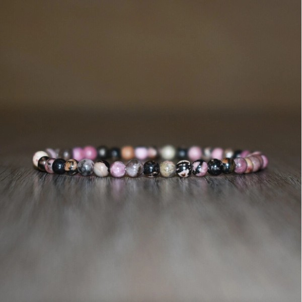 4 mm Rhodonite Bracelet Energy Relief Depression Anxiety Chakra Reiki