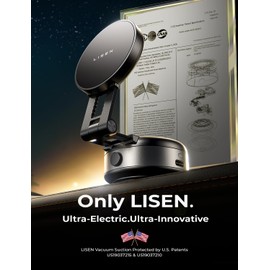 LISEN Portable Vacuum Magnetic Phone Holder Stand, Electric Vacuum Suction Phone Holder for MagSafe, Suction Cup Phone Mount Foldable for iPhone 16e/16/15/14/13/12 Pro/Pro Max