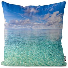 VOID Caribbean Beach Sea Cushion Cover Polyester Waterproof Outdoor Garden Cushion Decoration Cushion Size: 50 x 50 cm