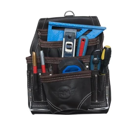 RM 10 Pocket Leather Tool Pouch with 2 Hammer Holders for Carpenters, Framers, Drywaller, Electrician | Construction Tool Organizer | Genuine Oil Tan Leather Tool Belt/Tool Pouch/Tool Bag