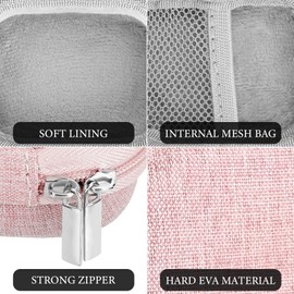 Geekria Shield Earbuds Case Compatible with Sony LinkBuds Open, LinkBuds Fit, WF-1000XM5, WF-1000XM4 True Wireless Earbud, Replacement Hard Shell Travel Carrying Bag (Pink)