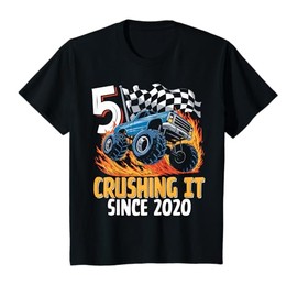 Kids Birthday Monster Truck 5 Year Old Boys 5th Party Born 2020 T-Shirt