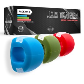PUSHBACK SPORTS - Jaw Exerciser |Trainer for Face and Mouth | 3 Pack Jaw Shapers | Toner Exerciser for Men and Women | Double Chin Remover | Enhancing Chiselled Jawline | Fitness Ball for Men & Women