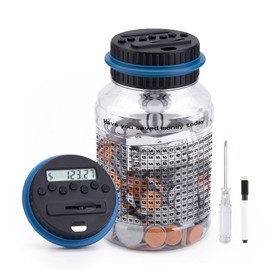 Groovy Green Digital Coin Counter Money Jar with LCD Display, 2.0L Capacity, 1000 Coins Storage, Battery Operated Savings Bank，365-day Financial Management Record