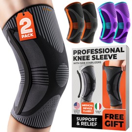 DR. BRACE ELITE Knee Brace with Size Stabilizer (2 Pack) Knee Brace for Women & Men, Workout, Sports, Daily Knee Compression Sleeve for Maximum Knee Pain Support & Fast Recovery (Pluto, Small)