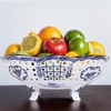 UANYEMON 9.8‘’ Blue and White Ceramic Decorative Bowl with Feet,