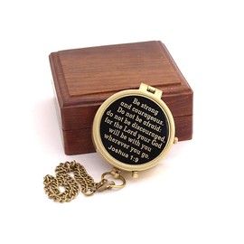 Be Strong And Courageous, Joshua 1:9, Solid Brass Directional Engraved Compass, Baptism Gifts for Boys Girls, First Communion, Christian Gifts for Men, First Confirmation Gifts for Boys Catholic Gifts