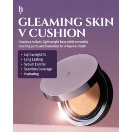 HEVVYMAKEUP V Cushion Skin Fit No.21 Light Begie - Korean Makeup Flawless Radiance Foundation for Dewy Glow Skin - Poreless Ariy Weightless Coverage, 0.35oz.