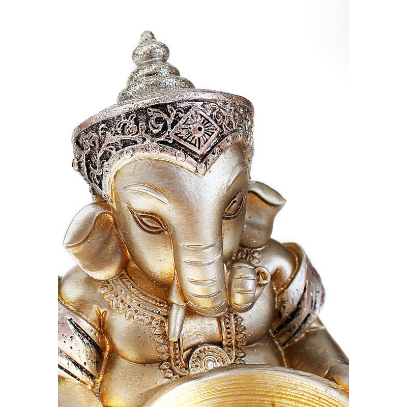 TEMPELWELT® Decorative Figure Ganesh with Tea Light Holder 11 cm,