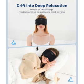 MUSICOZY Bluetooth Sleep Mask Headphones 5.4, Wireless Over-Ear Headphones Washable Zipper Sleep Headphones Mask with HD Stereo Speakers for Side Sleepers Travel & Relaxation, Gifts for Men Women