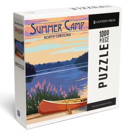 Lantern Press 1000 Piece Jigsaw Puzzle, North Carolina, Summer Camp, Canoe and Lake