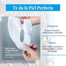 Mascarilla de Colágeno Mujer 4 Piezas: Hidratación Profunda, Mejora Elasticidad y Brillo de la Piel, Tratamiento Facial Antiarrugas, Apta para Todo Ti