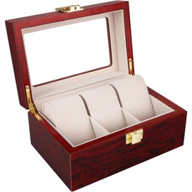 Uten 3 Grids Watch Box Storage Case Organizer Jewellery Display Wooden for Men Women
