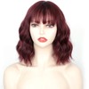 Peluca Rizada de Color Rojo Vino, Peluca para Mujer, Peluca