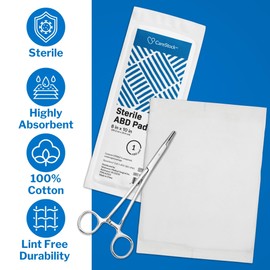 CareStock Abdominal Pads 8x10 in [48-Pack] Sterile ABD Pads, Extra Absorbent, Individually Wrapped, Wound Care First Aid, 24 Count, Pack of 2