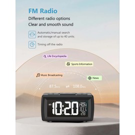 OWYELO Digitale Wecker, Digitaler Radio mit Snooze, 7-Farbiger LED-Display & Doppelalarm – UKW-Radio mit Sleep-Timer, USB-Kabel & Automatik-Suche, Homeoffice & Schlafzimmer