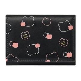 MOMOJULI Cute Tri-Folded Wallet Flowers PU Leather Aesthetic Wallet Fashion Purse with Cash Pocket Card Slot Holder ID Window for Teenage Ladies Women