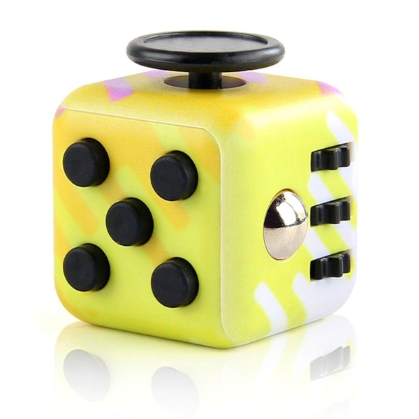 Yeefunjoy Anti-Stress Cube Toy, Fidget Toy Cube, Anti-Stess Cube with 6 Sides Function, for Stress Relief for Nervousness for All Ages Small Gift for Children Adults (Yellow)