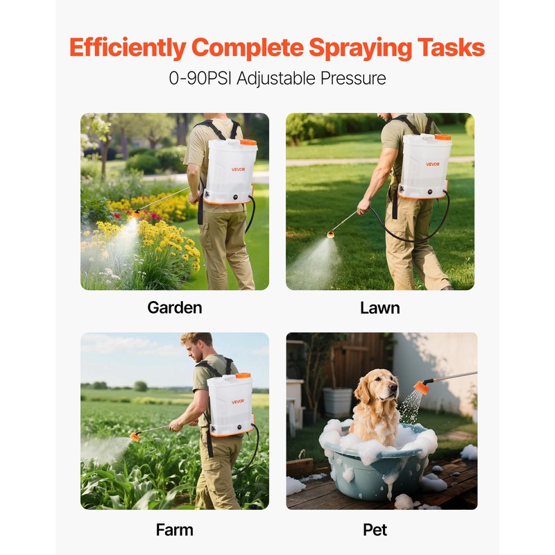 VEVOR Battery Powered Backpack Sprayer, 3.2 Gal Powerful Electric Backpack