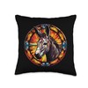 Donkey Axisone Donkey Stained Glass Leadlight Artistic Design Throw Pillow,