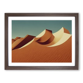 Modern Desert Sand Dunes H1022 Framed Print for Living Room Bedroom Home Office Décor, Wall Art Picture Ready to Hang, Walnut A4 Frame (34 x 25 cm)