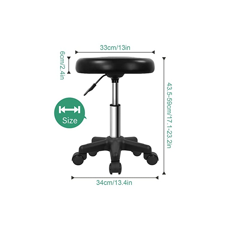 FURWOO Round Swivel Stool with Wheels PU Leahter Rolling Stool