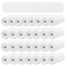 LEKEFETO 30 Pads Against Sweat 18 x 3 Inches, Bra Sweat Insert, 3-Layer Washable Rectangular Cotton Underbust Band Women, Cotton Bra Inserts Women's Rectangular Reusable, White