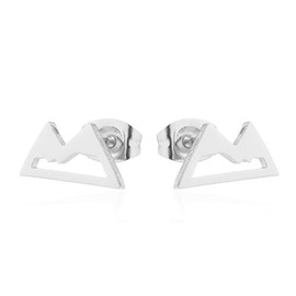 Stainless Steel Snowcapped Mountain Earrings Peak Snowy Stud Earrings Mountain Climbing Lovers Gifts for Women Jewelry-silver