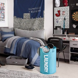 YOUDENOVA ランドリーバスケット 大容量82L せんたくかご 85％防水性 折りたたみ 撥水加工 耐荷重15KG 洗濯物入れ 取っ手付き ランドリーバッグ 衣類収納 幅38×高さ72（cm） (ブルー、82L)