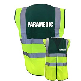 Premium Paramedic Yellow Green Hi Vis Viz Reflective Safety Vest Waistcoat, Reflective High Visibility, Medium
