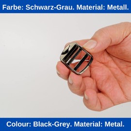 2pcs 25mm Width Metal Bridge Buckle in Grey/Black for Webbing up to 25mm Wide Ladder Buckle for Threading Replacement Bridge Buckle Bridge Buckle Repair Backpack Ladder Buckle, grey/black