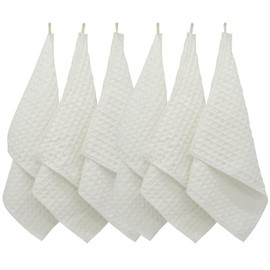 KYOSAMA Dish Towels, Tableware, Kitchen Towels, Thick, Approx. 11.4 x 11.4 inches (29 x 29 cm), Waffle Pattern Fabric, Counter Wipes, Absorbent, Quick Drying, 6 White Towels