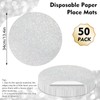 50PCS Silver Glitter Paper Placemats Disposable 13.4 Inch Shiny Round