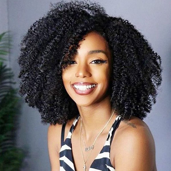 24 Inch Wig Human Hair for Black Women Real Hair Wig Afro Kinky Curly Wigs for Women 100% Human Hair Wigs Glueless None Lace Afro Hair Wigs Human Hair Wigs 180% Density