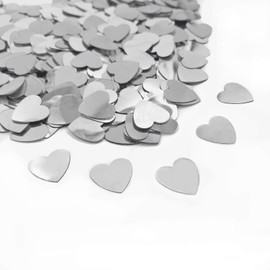 Heart Confetti Valentine's Day Silver Table Confetti Metallic Foil for Party Wedding Happy Birthday Baby Showe Bridal Shower Festival Theme Party Decorations Supplies(Silver)