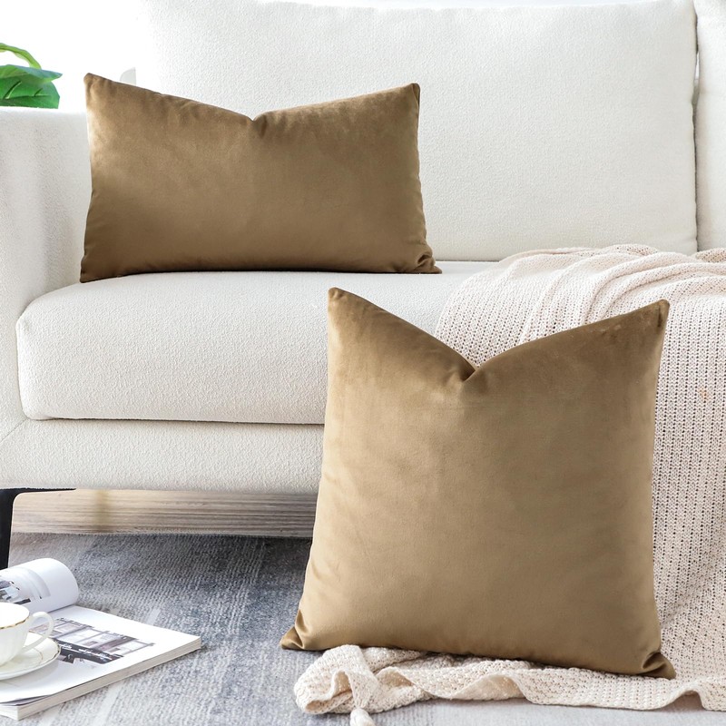 Artscope Luxury Velvet Cushion Covers Decorative Square Pillowcases Soft Solid