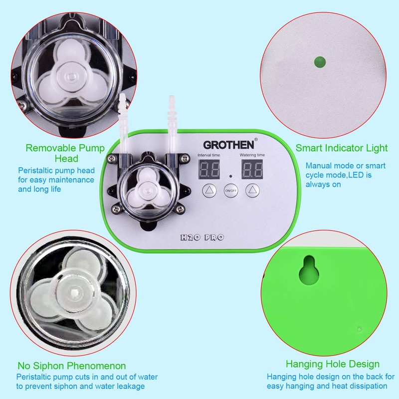 HXBER Timed Peristaltic Pump, Green, Plastic, Above Ground, 160ml/min, Aquarium,