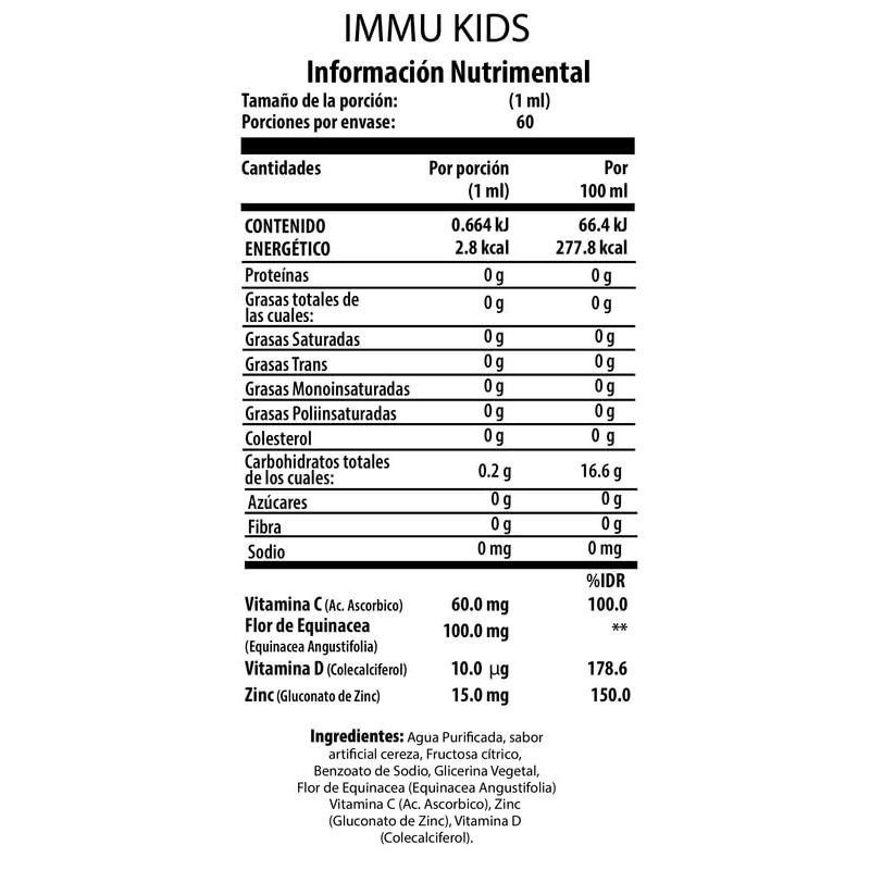 Immu Kids Jarabe Sabor Cereza 60ml - Greenwell