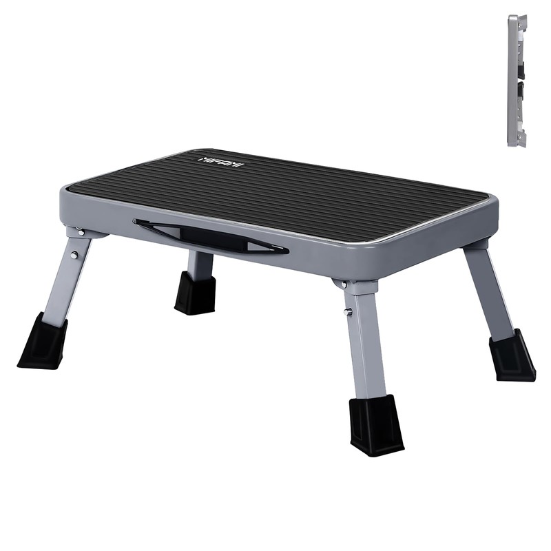 RV Step Stool Foldable 1-Step Ladder Sturdy Metal Stable Step