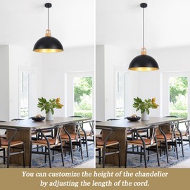 Generies 18'' Dome Chandelier Large Black Pendant Light Industrial Kitchen Island Light Fixture Vintage Farmhouse Hanging Pendant Lighting for Kitchen Island Farmhouse Dining Living Room