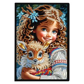 DCIDBEI A5 Blank Notebook Diamond Painting Notebooks Deer Deer Angel Elves Fairy 5D DIY Diamond Pasted Painting Notebook Kits Rhinestone Diamond Painting Notebook Blank Diary 50 Sheets