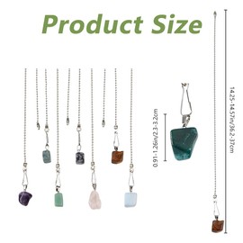 DICOSMETIC 8Pcs Natural Gemstone Ceiling Fan Pull Chains Extension 17 Inch Decorative Fan Pull Chain Extenders Light Pull String Extension Ball Chain Extender Ornament for Fan Wall Lamp Home Decor