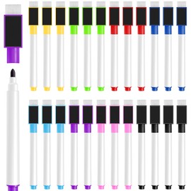 KINYFY 25 PCS Colorful Magnetic Dry Erase Markers, Whiteboard Mini Dry Erase Markers Bulk, Fine Tip Whiteboard Markers with Eraser Cap for Dry-Erase Boards, School, Office and Home