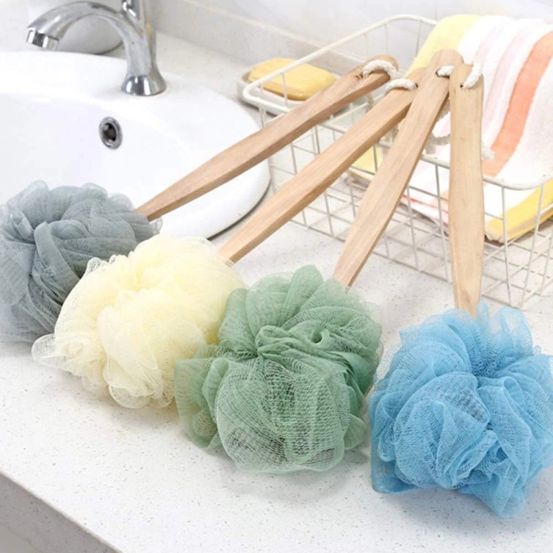 Arswin Loofah Back Scrubber for Shower,Wooden Handle Bath Sponge Lufa