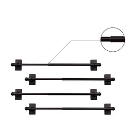 Coquilles Multi-Use Adjustable Magnetic Curtain Rods for Doors, Windows, Tool Boxes, 9-16 Inch, Easy Installation，4-Pack，Black