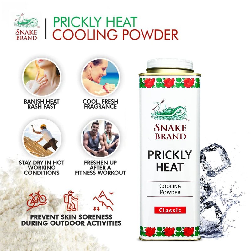 Snake Brand Prickly Heat Cooling Powder for Everyday Use -