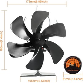 snsok Wood Stove Fan Log Burner Fan Wood Burner Fireplace Fan Big 6 Blades Fan Heat Powered Eco Fireplace Fans Silent for Home Wood/Log Burner/Fireplaces