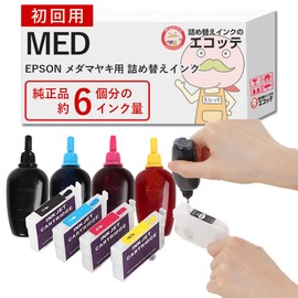 Ecote: Over 650,000 pieces in total. (Capacity of each black color) 6 times the genuine volume. > MED-4CL MED-BK MED-C MED-M MED-Y Colorio Carario EW-056A EW-456A Refill Ink for EPSON
